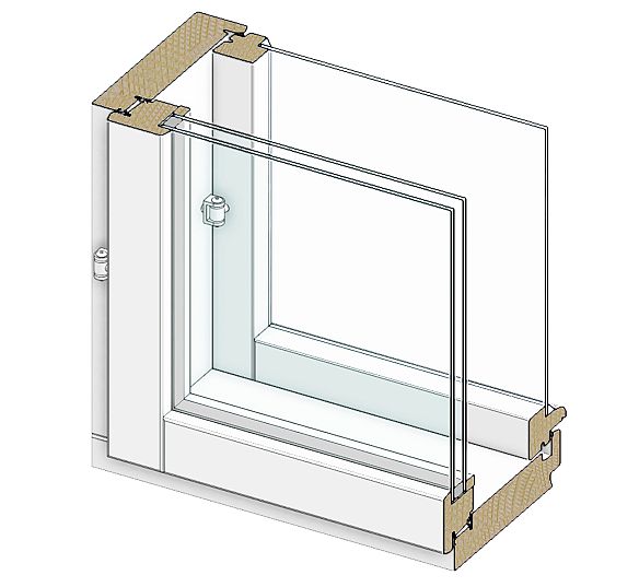 Tekninen piirros, kitattu puuikkuna